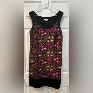 OC By OC 100% Silk Dress Knee Length Sleeveless Colorful Print Fully Lined Sz 8